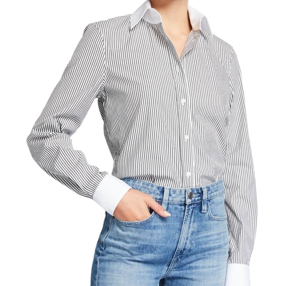 NWT Lafayette 148 NY Centennial Stripe Davitt Shirt - Picture 1 of 7